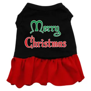 Merry Christmas Screen Print Dress Black with Red XXL (18)