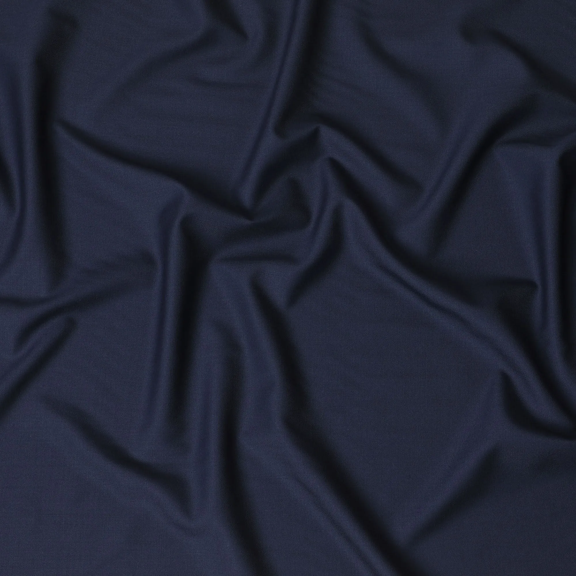 Navy blue Premium plain Super 140's blended wool suiting fabric-D17280