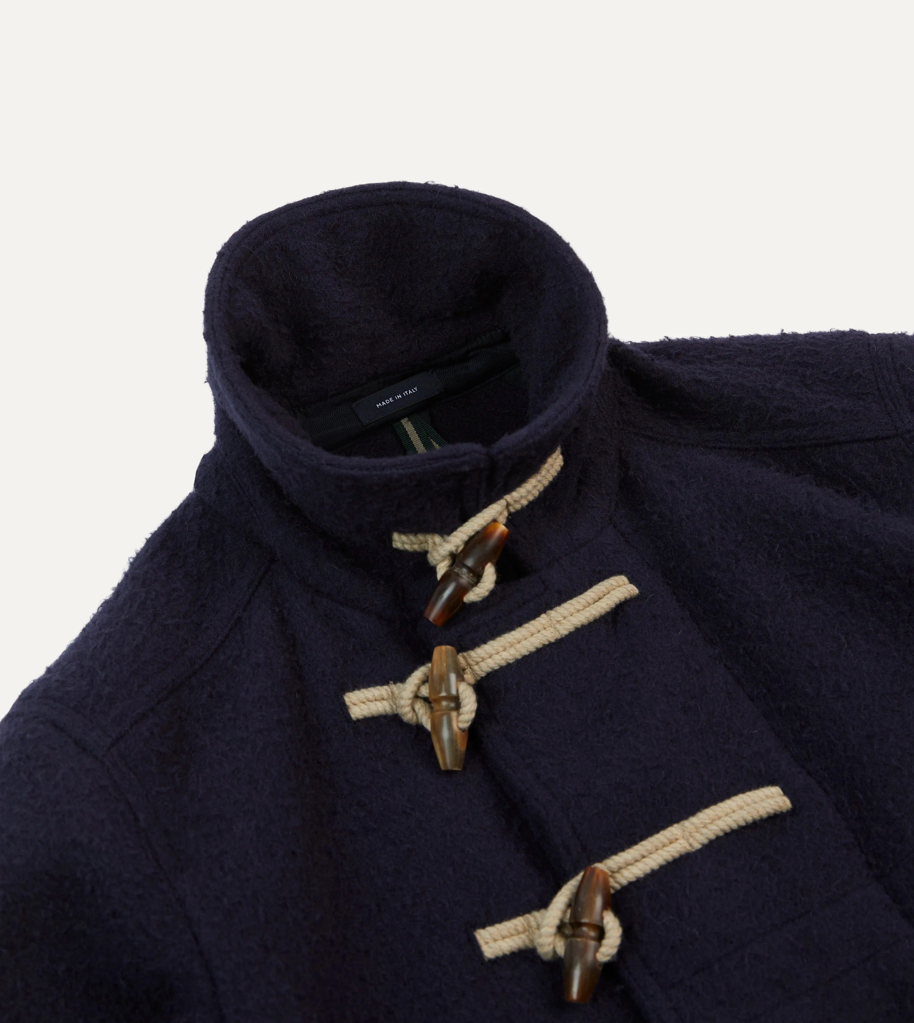 Navy Casentino Wool Short Duffle Coat