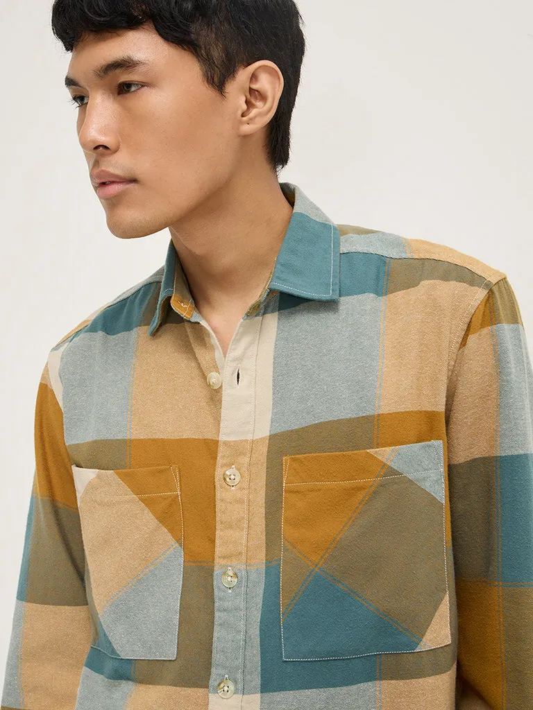 Nuon Multicolour Checks Printed Relaxed-Fit Cotton Shirt