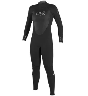 O'Neill Womens Epic 4/3 Back Zip Full Wetsuit - Black/Black/Black