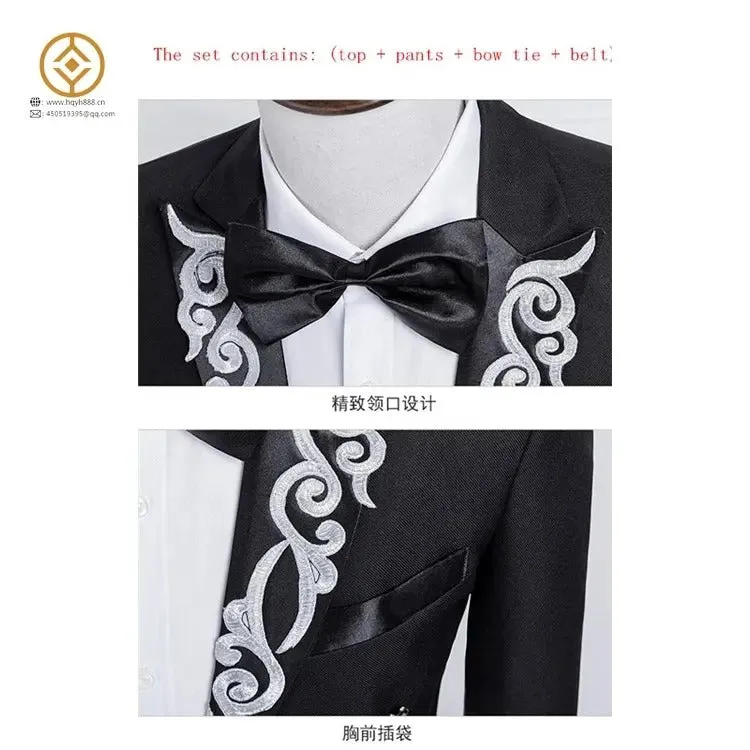 Premium Quality Party Dress Elegant Wedding Suits Groom Embroidery Jacket  Pants Tuxedo | A1016