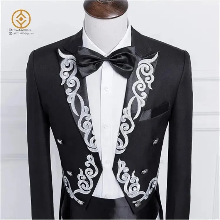 Premium Quality Party Dress Elegant Wedding Suits Groom Embroidery Jacket  Pants Tuxedo | A1016