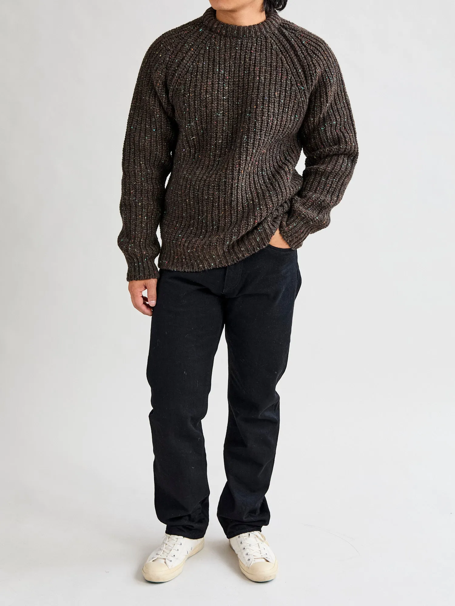 "Taste Of The Future" Wool Knit Sweater in Mystery Brown