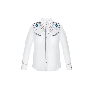 Rangers Usa Men's Western Southwest Embroidery White Shirt