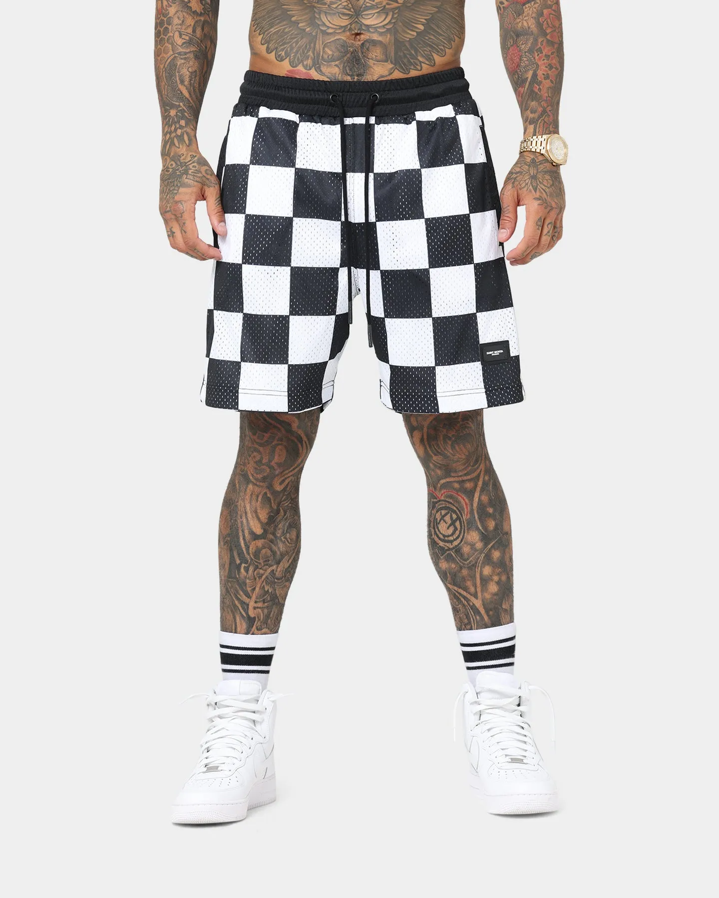 Saint Morta Checks Basketball Shorts Black/White