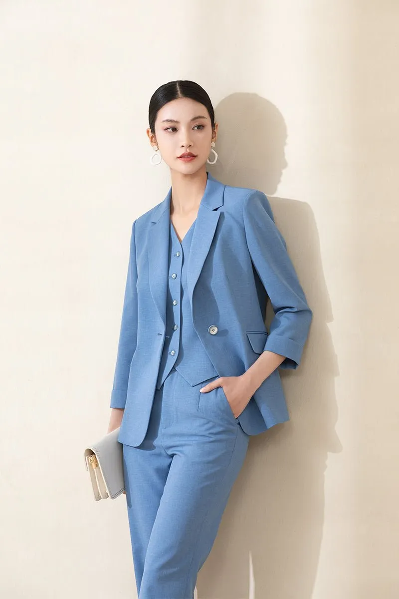 Sapphire Slim Midi Sleeve Suit Blazer