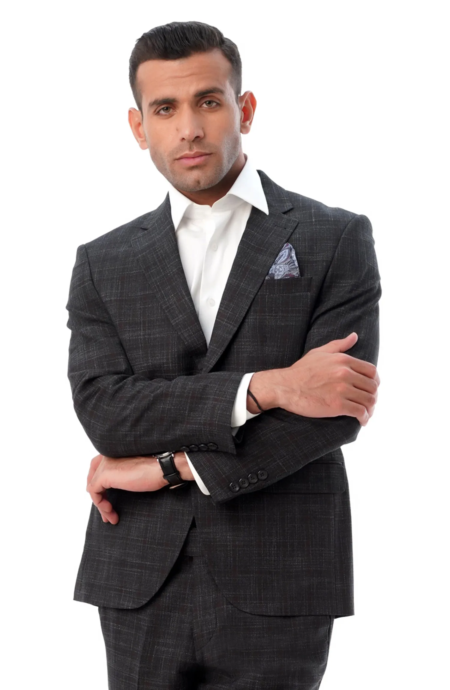 SHARP PLUS BLACK TEXTURED SUIT