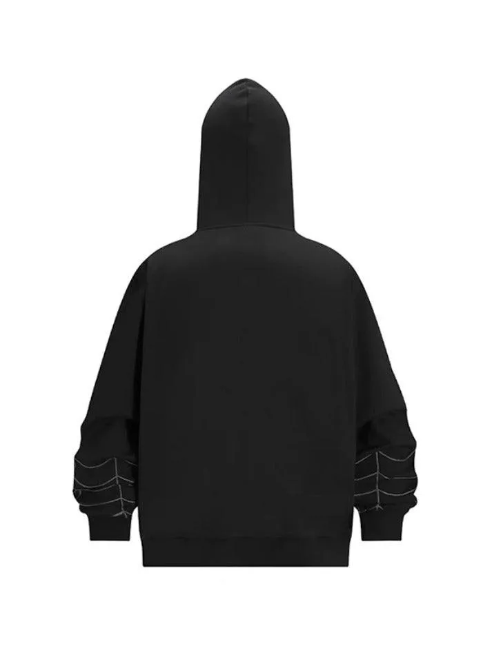 Spider Print Full Zip Oversized Hoodie