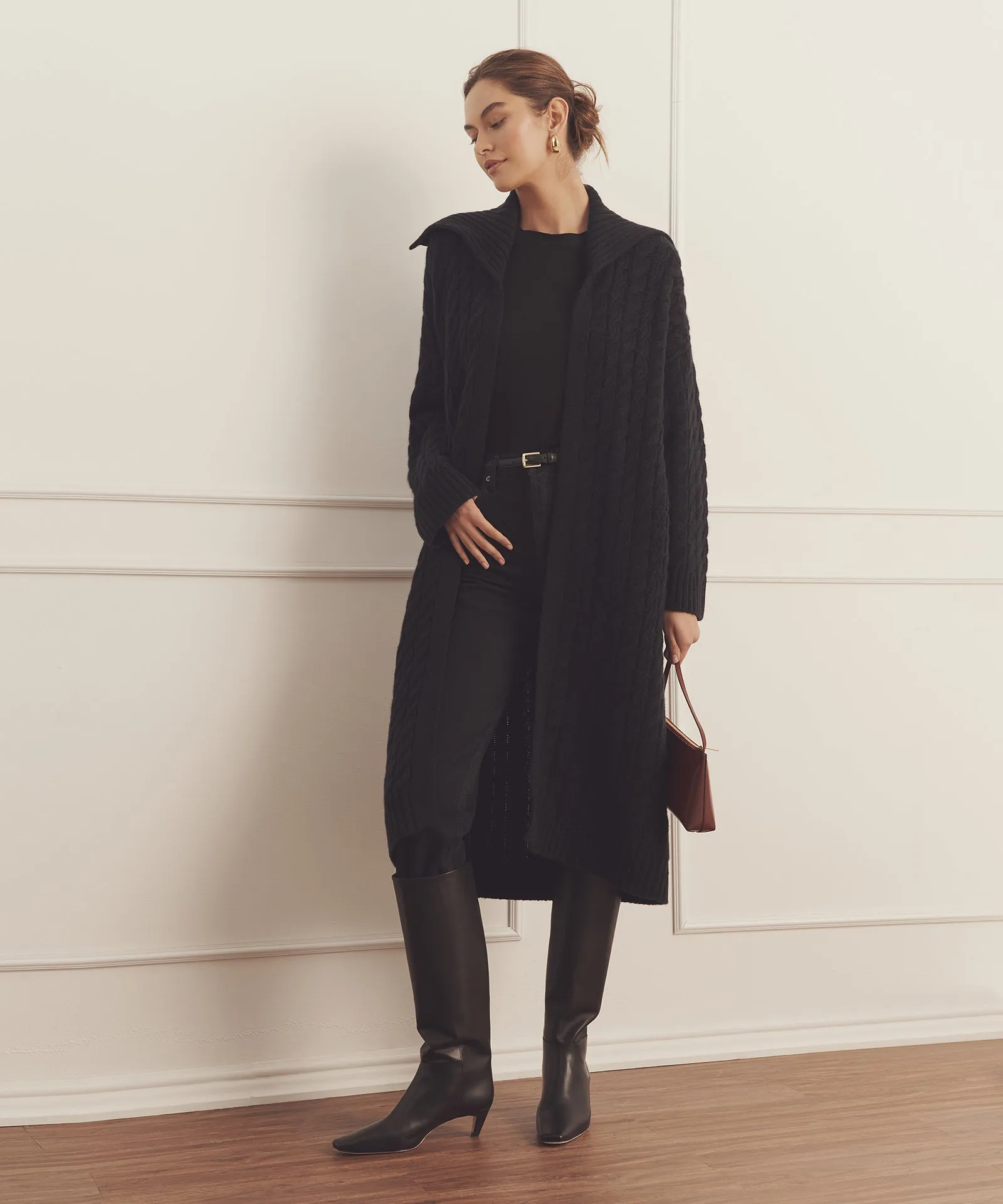 Super Luxe Cashmere Cable Sweater Coat