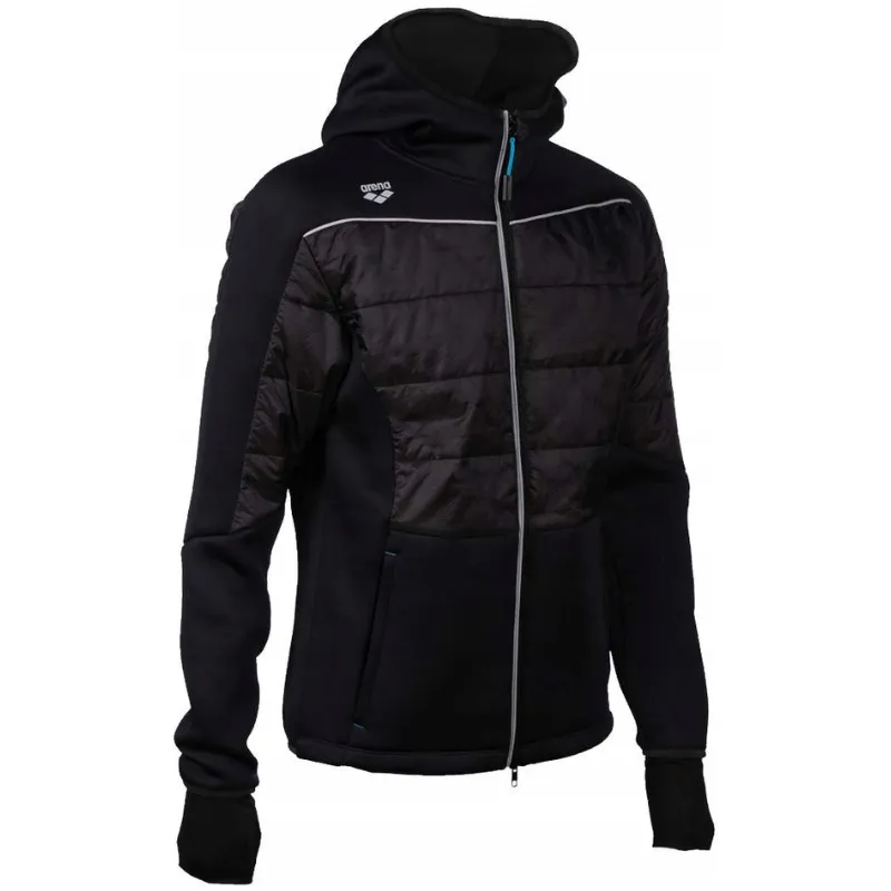 TEAM HOODED FULL ZIP HALF-QUILTED JACKET - BLACK