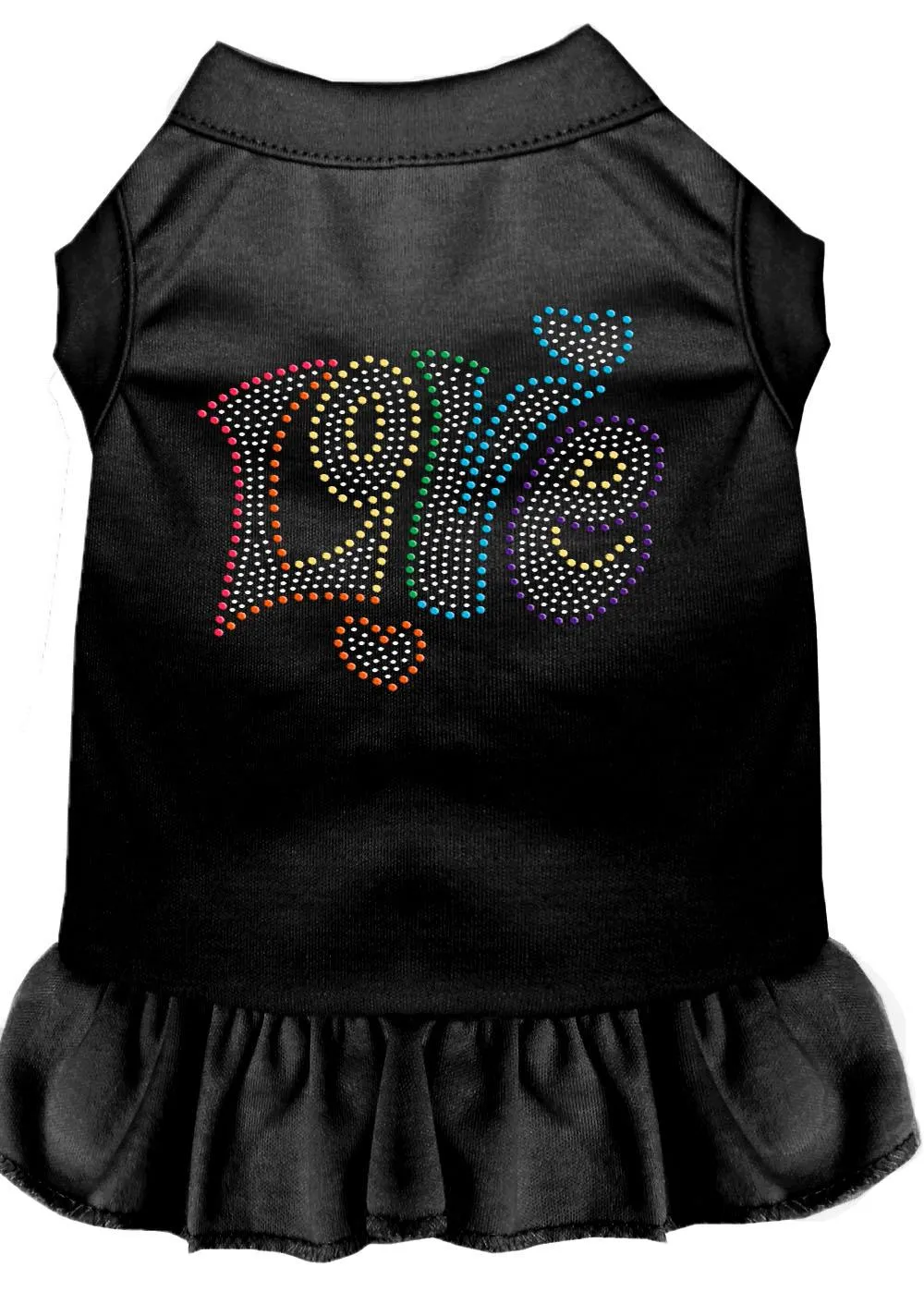 Technicolor Love Rhinestone Pet Dress Black Med (12)