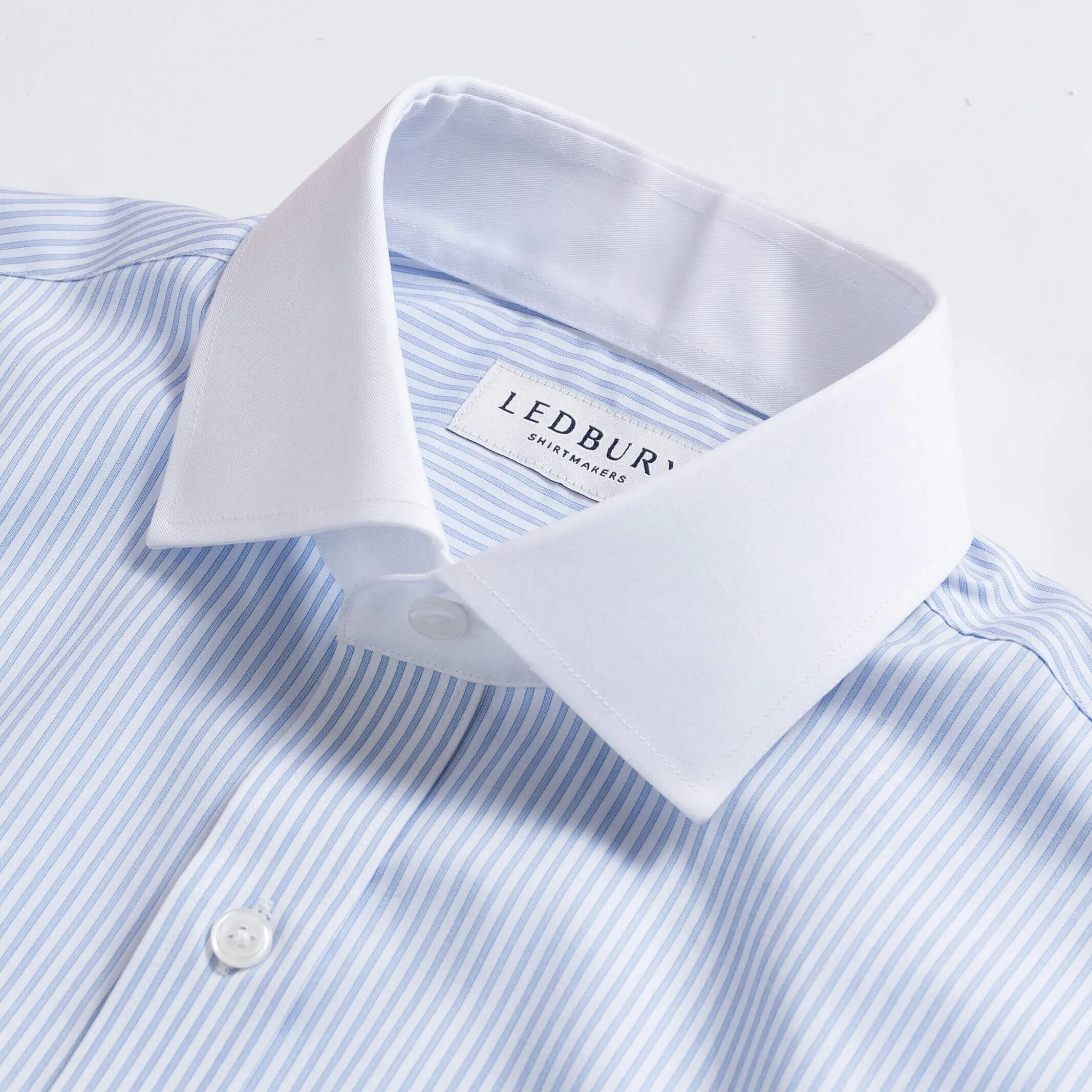 The Blue Kent Stripe Winchester Collar Custom Shirt