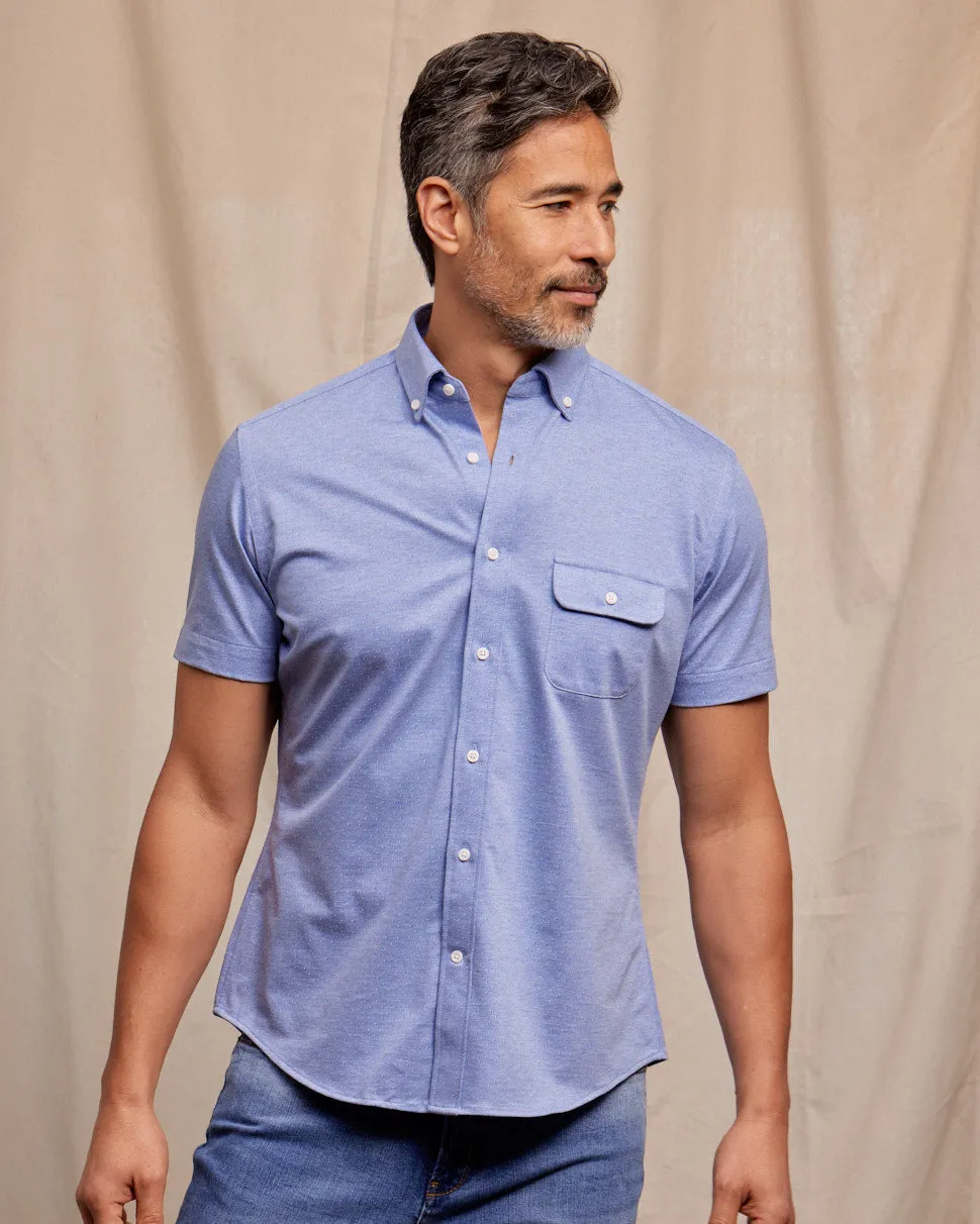 The Dean BD - SS Knit Shirt - Light Blue Print