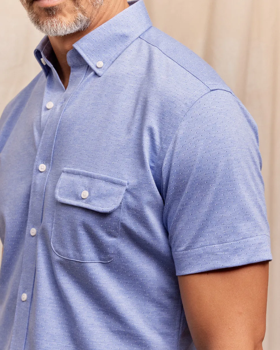 The Dean BD - SS Knit Shirt - Light Blue Print