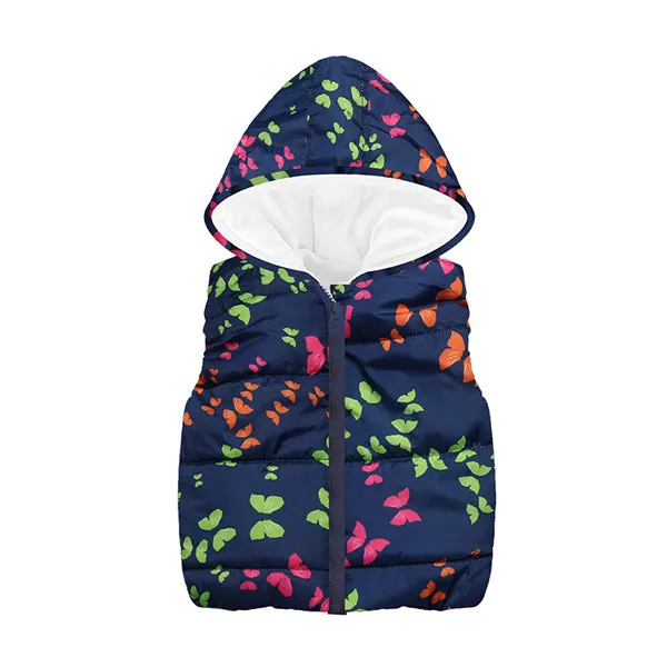 Trendy Autumn/Winter Warm Sleeveless Print Jackets With Hood For Kids