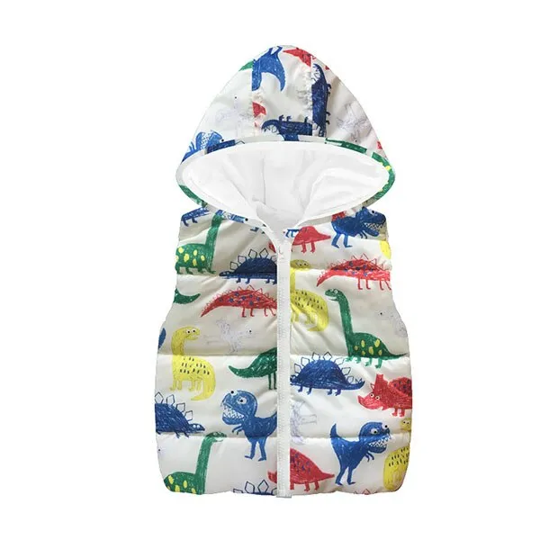 Trendy Autumn/Winter Warm Sleeveless Print Jackets With Hood For Kids