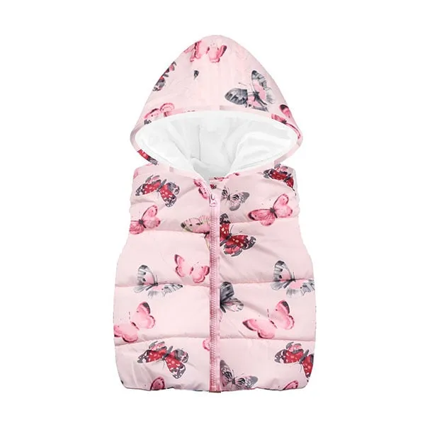 Trendy Autumn/Winter Warm Sleeveless Print Jackets With Hood For Kids