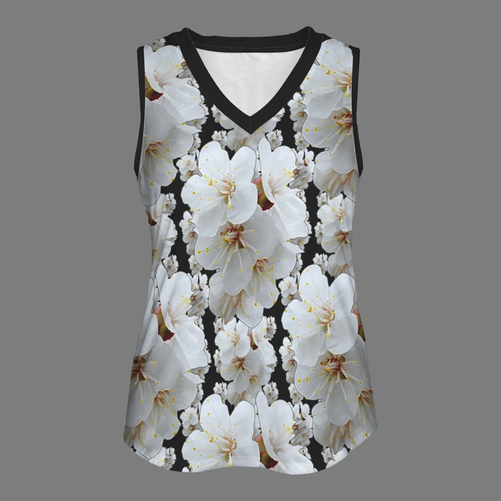 TRP Floral Print 01-01 Ladies Designer Sleeveless Loose Fit V-neck T-shirt