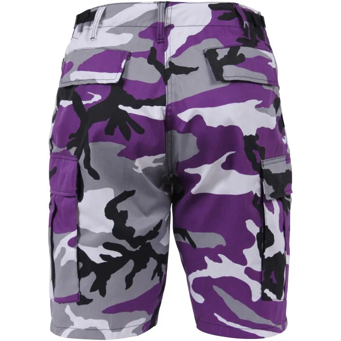 Ultra Violet Camouflage - Military Cargo BDU Shorts - Polyester Cotton Twill