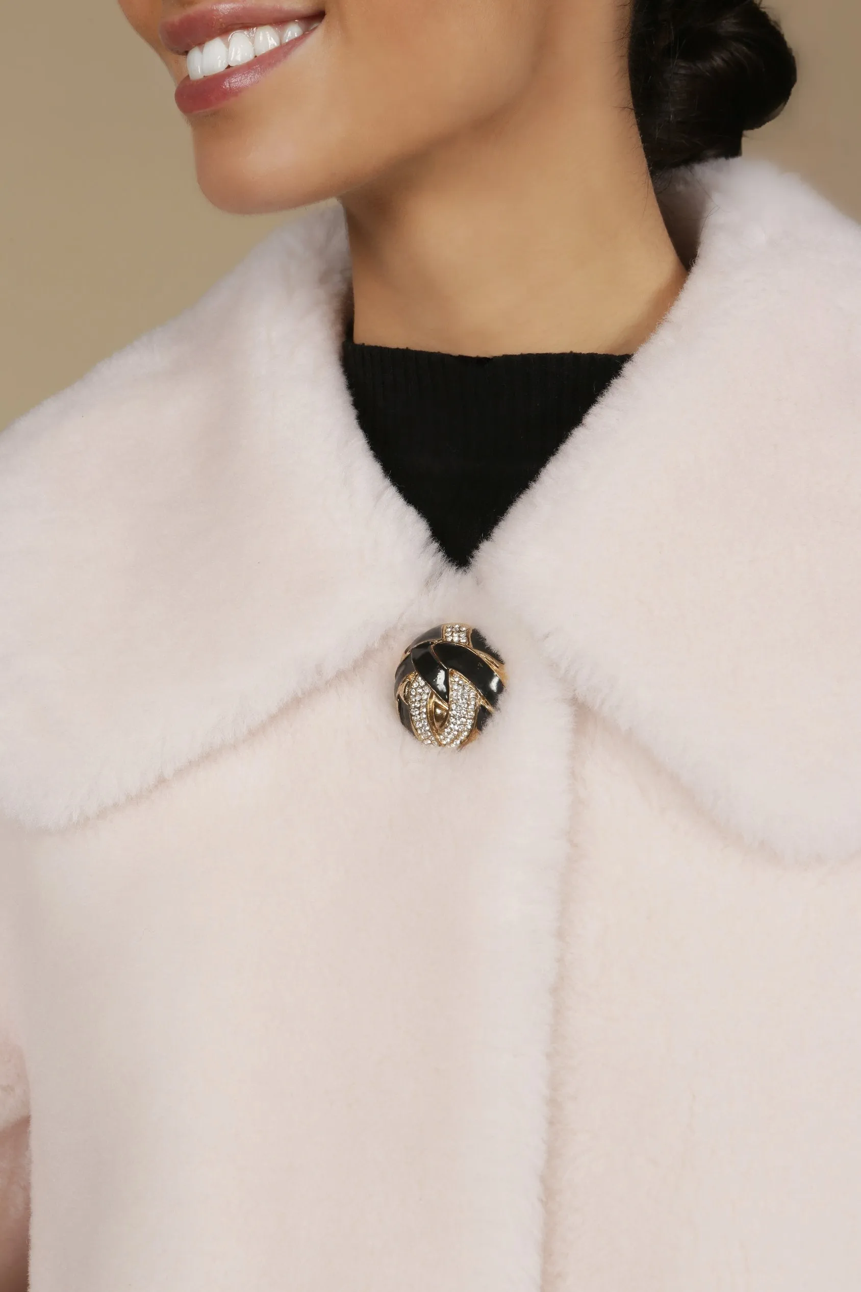 'Vivien' Wool Swing Coat in Bianco