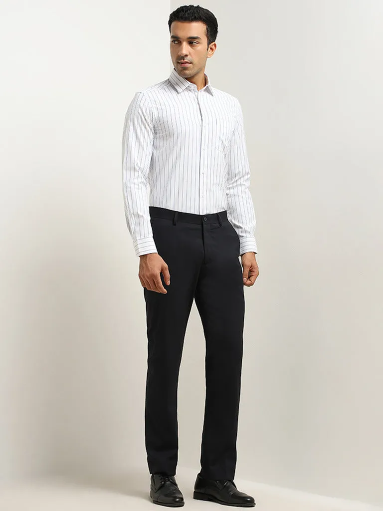 WES Formals White Pinstripe Detailed Slim-Fit Shirt