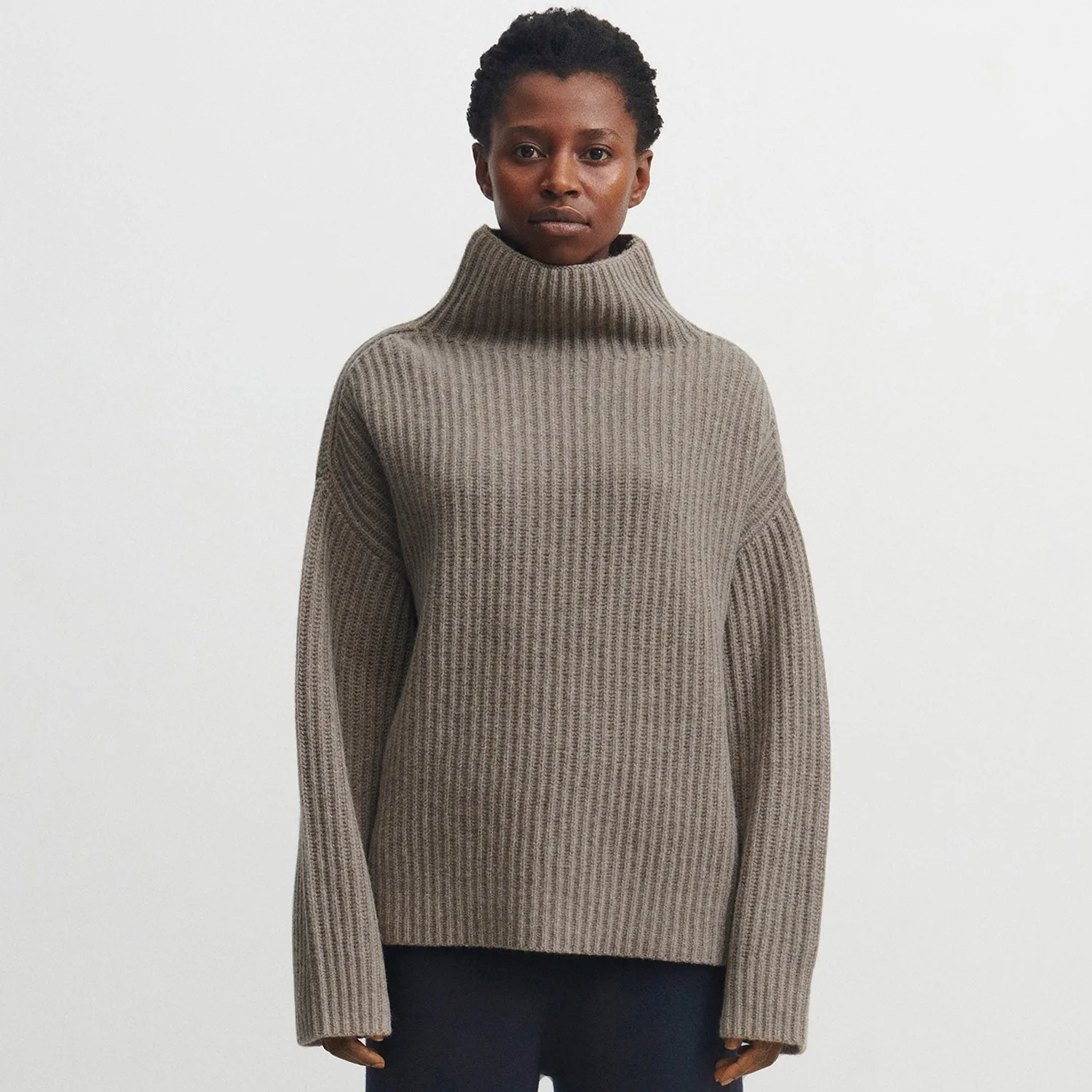 Womens Lambswool Rib Sweater - Hazel Melange