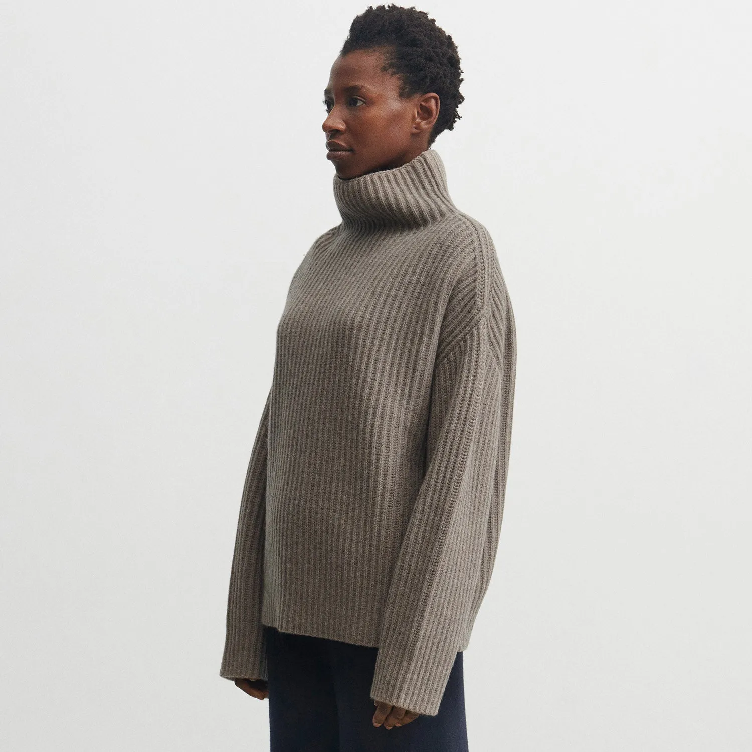 Womens Lambswool Rib Sweater - Hazel Melange