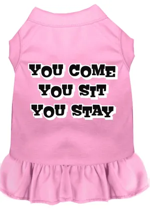 You Come, You Sit, You Stay Screen Print Dress Light Pink Lg (14)