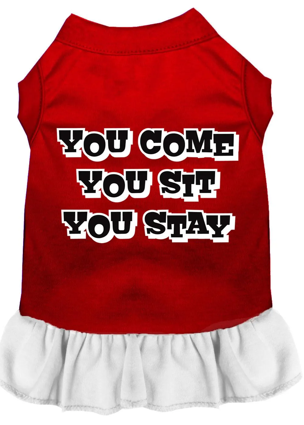 You Come, You Sit, You Stay Screen Print Dress Red With White Xs (8)