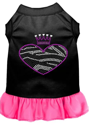 Zebra Heart Rhinestone Dress Black With Bright Pink Xs (8)